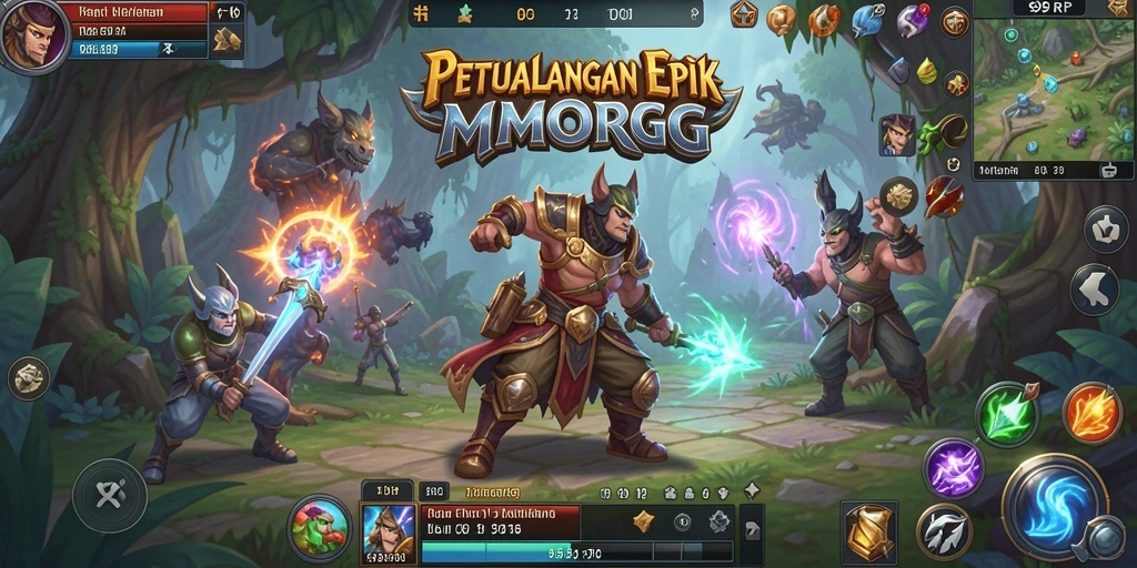 Screenshot gameplay 99RP menampilkan pertempuran epik di dunia fantasi.