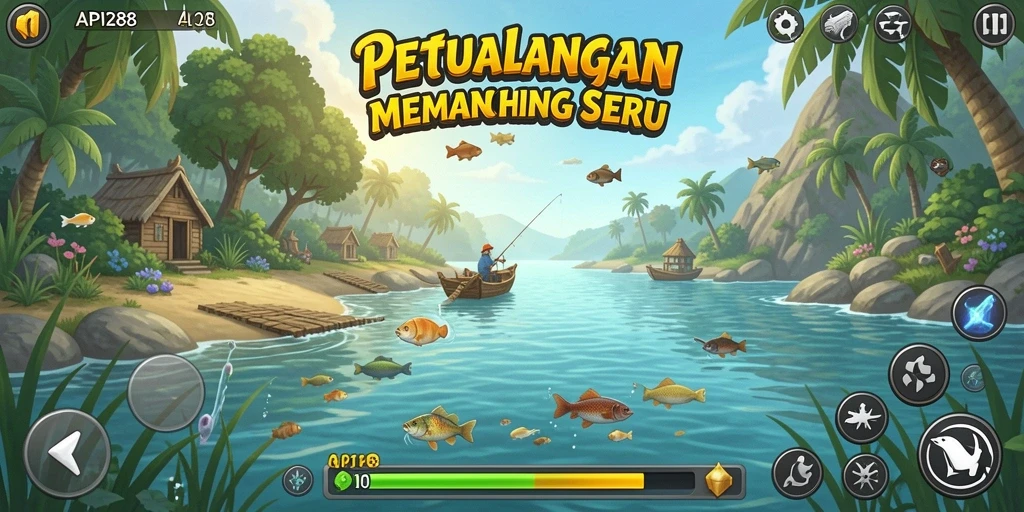 Tampilan gameplay API288 dengan aktivitas memancing yang seru.
