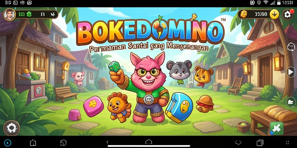 Tampilan seru gameplay BOKEDOMINO yang penuh warna.