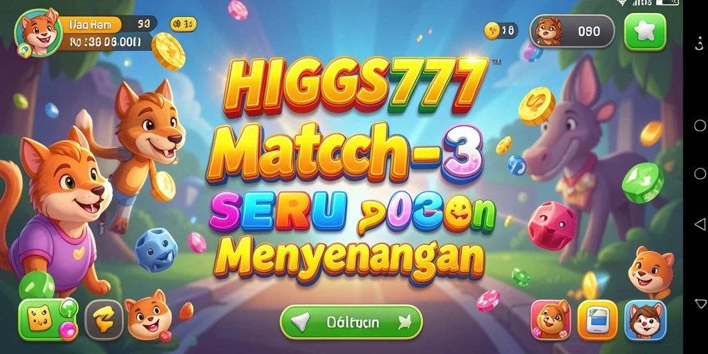 Tampilan seru gameplay HIGGS777 dalam gaya Match-3.
