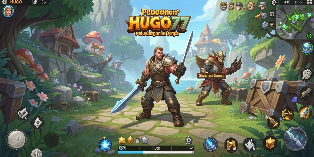 Tampilan seru dari gameplay RPG HUGO77 dengan karakter menakjubkan.