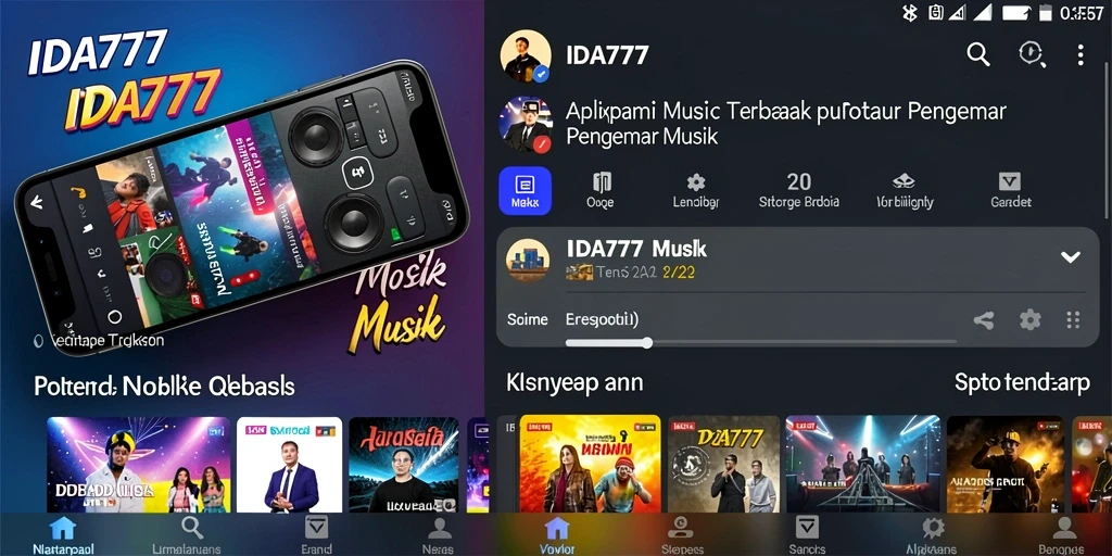Tampilan gameplay aplikasi musik IDA777 dengan berbagai pilihan lagu.