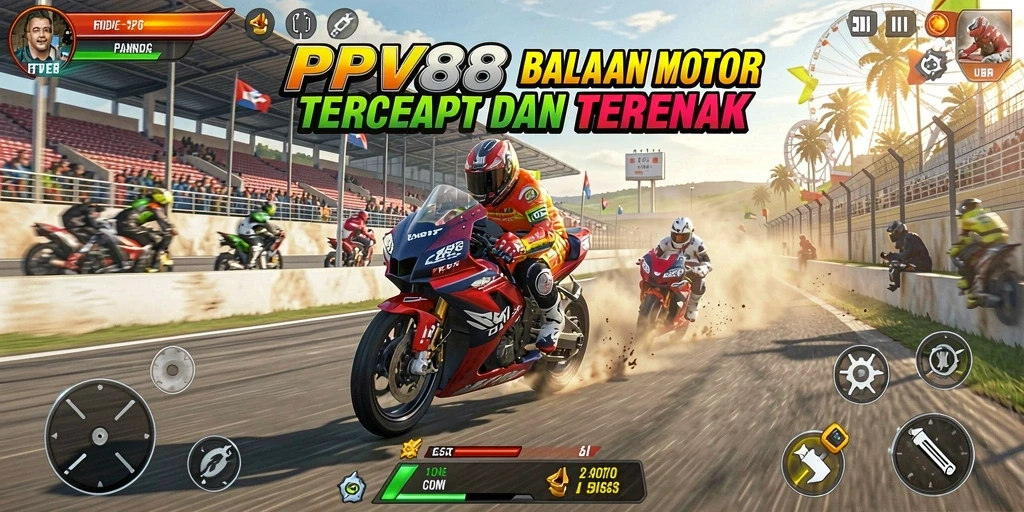 Tampilan gameplay seru balapan motor PPV88.