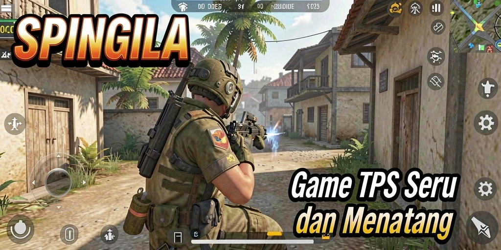 Gameplay seru SPINGILA dengan pertempuran TPS yang mendebarkan.